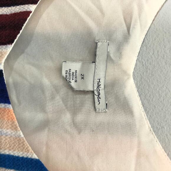 Halogen Top Beach Stripe Crepe V Neck Tank 2X - Picture 3 of 11